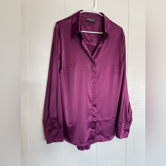 Lane Bryant Tops - Lane Bryant size 18 plum velvet button-down shirt